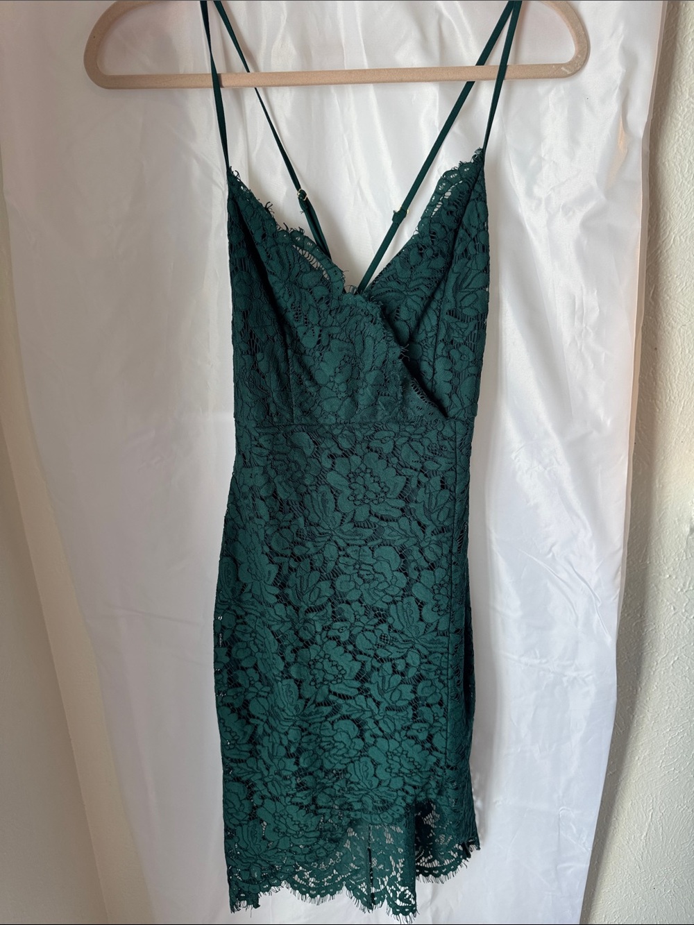 Lulu's Dark Green Floral Lace Mini Slip Dress